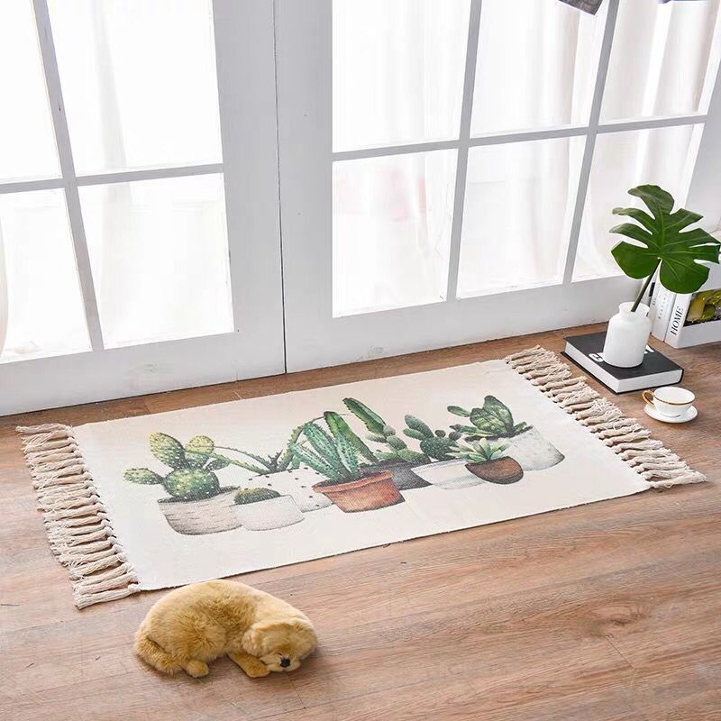 Scandinavian Woven Cotton-Linen Accent Rug