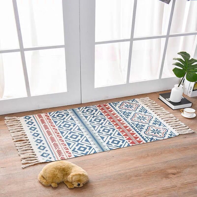 Scandinavian Woven Cotton-Linen Accent Rug