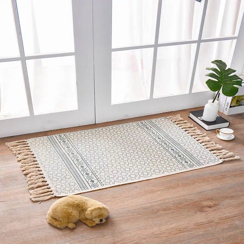 Scandinavian Woven Cotton-Linen Accent Rug
