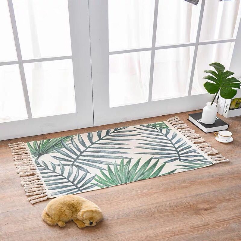 Scandinavian Woven Cotton-Linen Accent Rug
