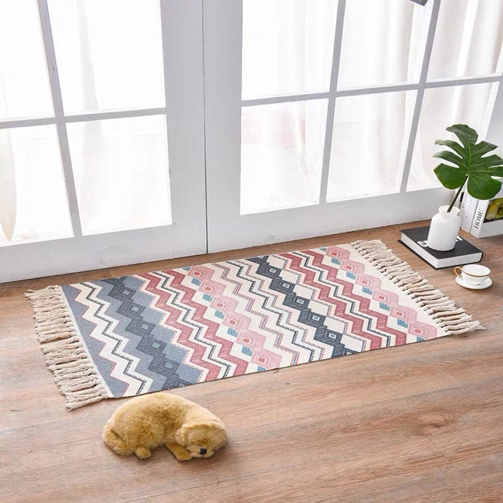 Scandinavian Woven Cotton-Linen Accent Rug