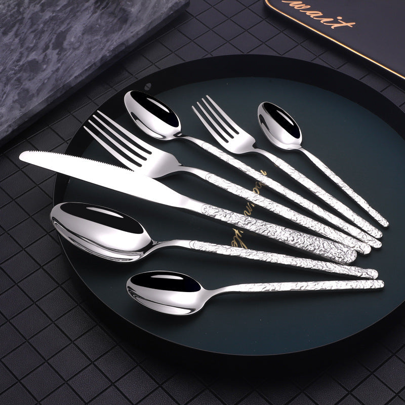Embossed Stainless Steel Flatware Set