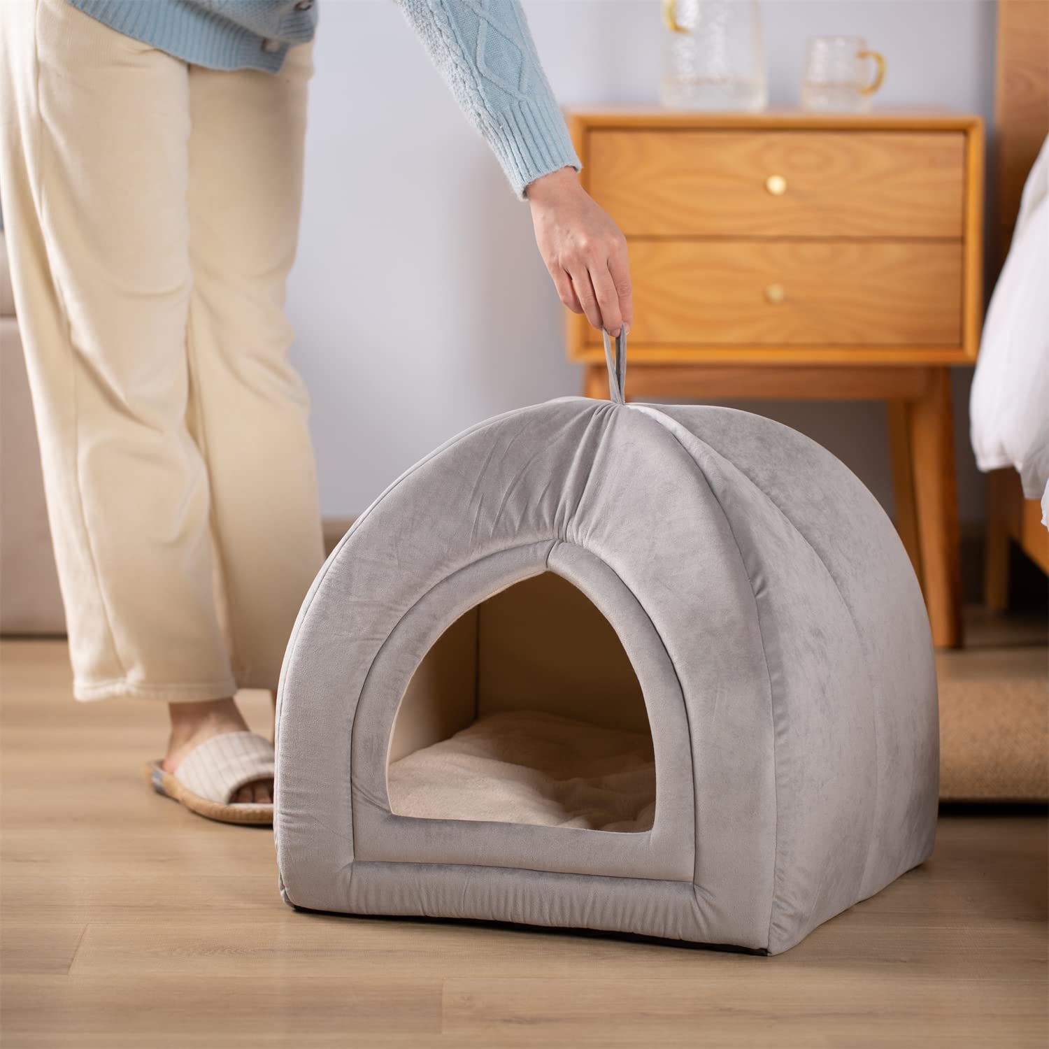 Cozy Indoor Pet Tent Bed with Removable Cushion