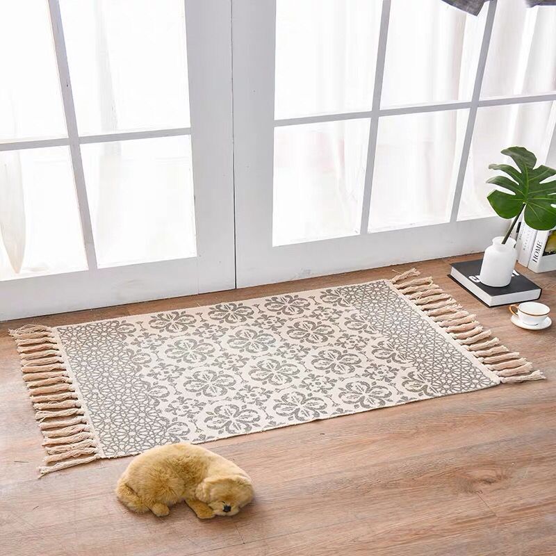 Scandinavian Woven Cotton-Linen Accent Rug
