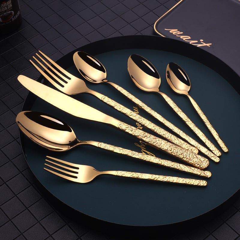 Embossed Stainless Steel Flatware Set