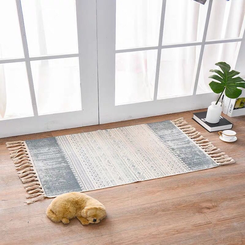 Scandinavian Woven Cotton-Linen Accent Rug