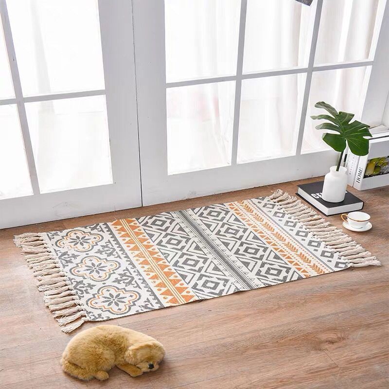 Scandinavian Woven Cotton-Linen Accent Rug