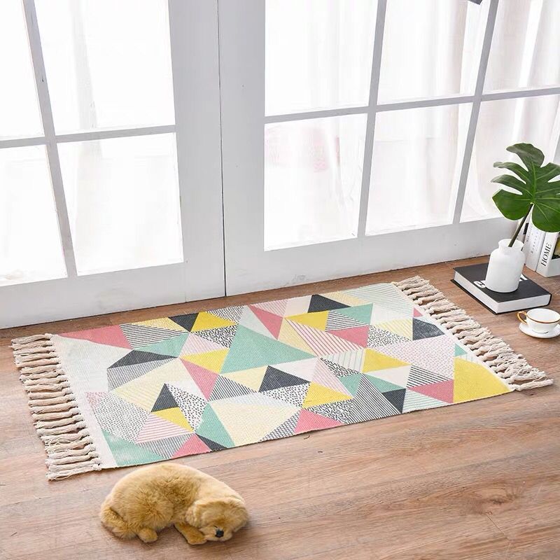 Scandinavian Woven Cotton-Linen Accent Rug