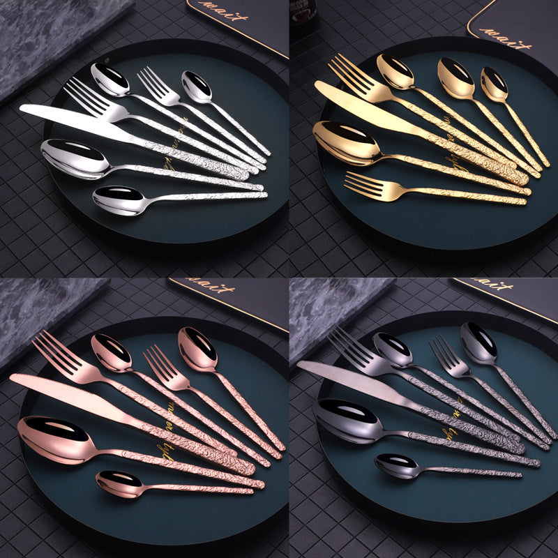 Embossed Stainless Steel Flatware Set