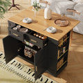 Rolling Kitchen Island with Foldable Top & Storage