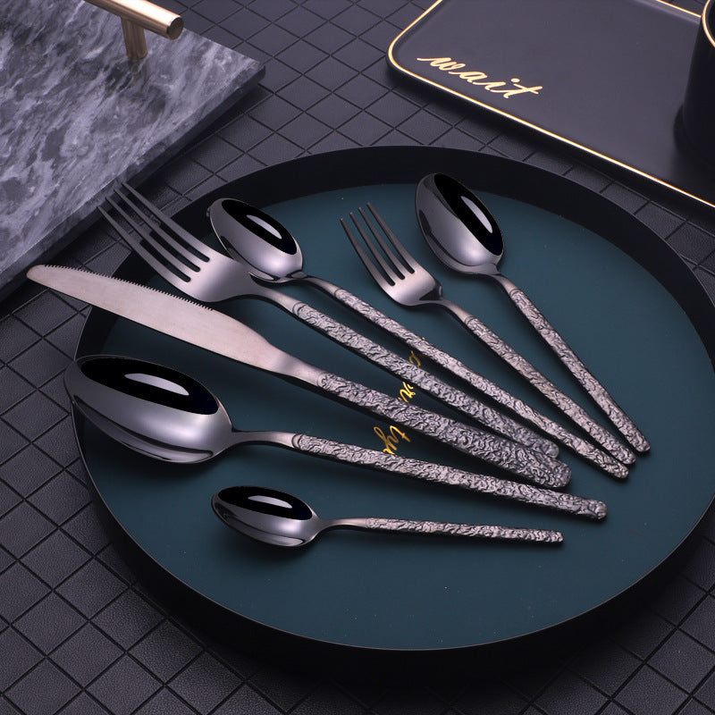 Embossed Stainless Steel Flatware Set