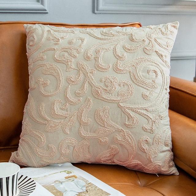 Floral Embroidered Throw Pillow Cover