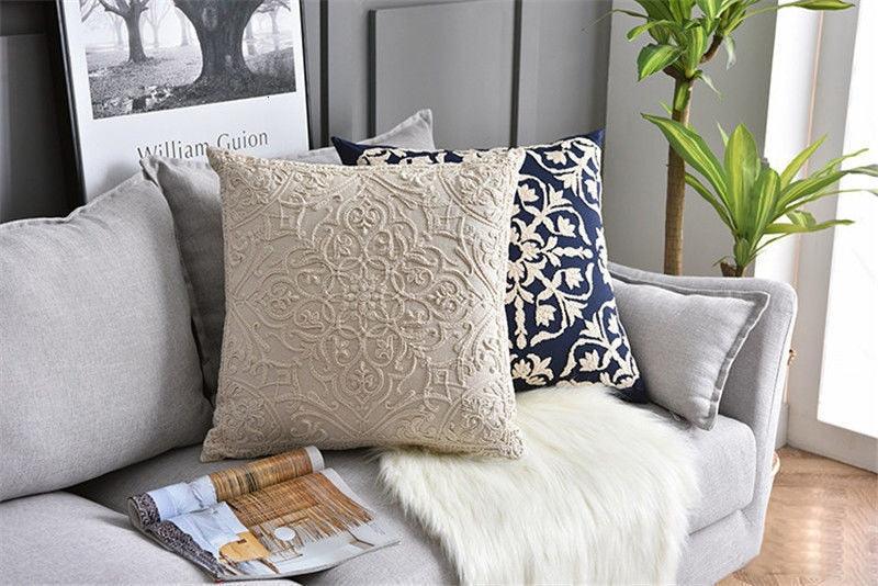 Floral Embroidered Throw Pillow Cover