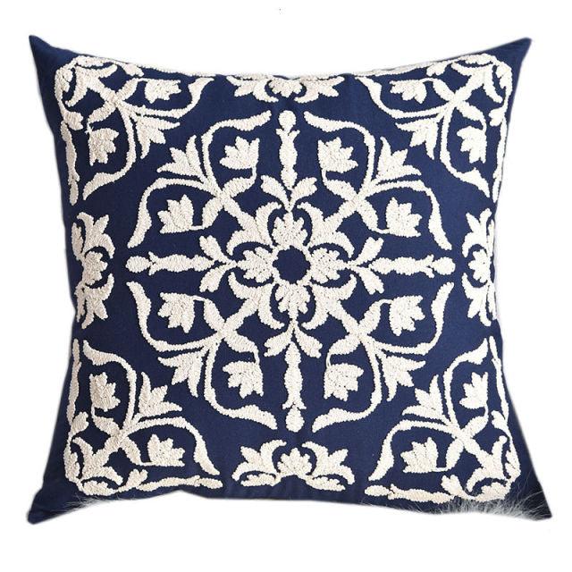 Floral Embroidered Throw Pillow Cover