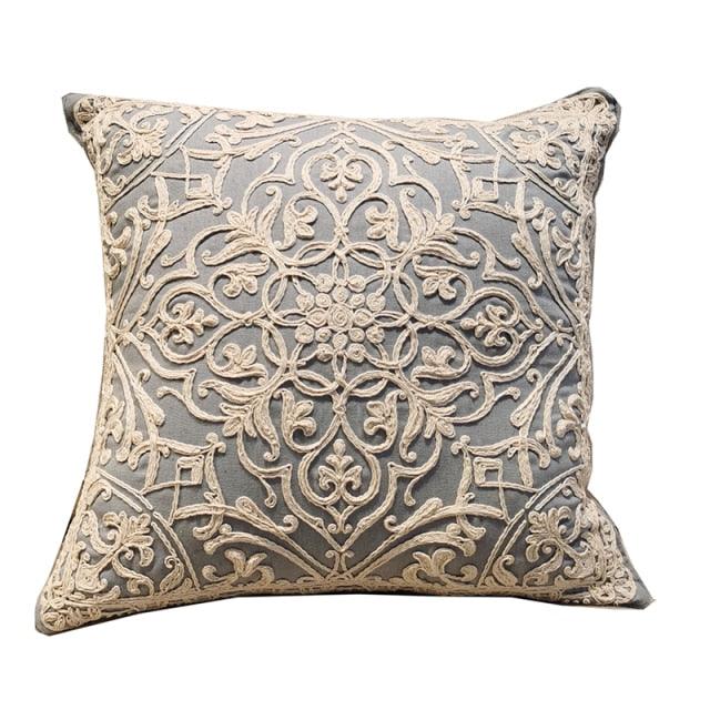 Floral Embroidered Throw Pillow Cover