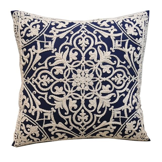 Floral Embroidered Throw Pillow Cover