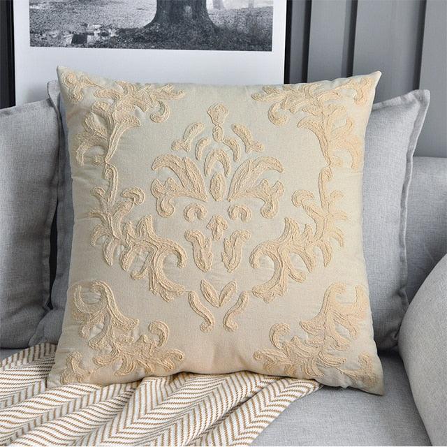 Floral Embroidered Throw Pillow Cover