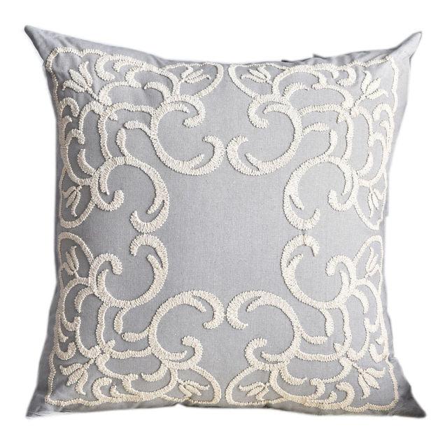 Floral Embroidered Throw Pillow Cover