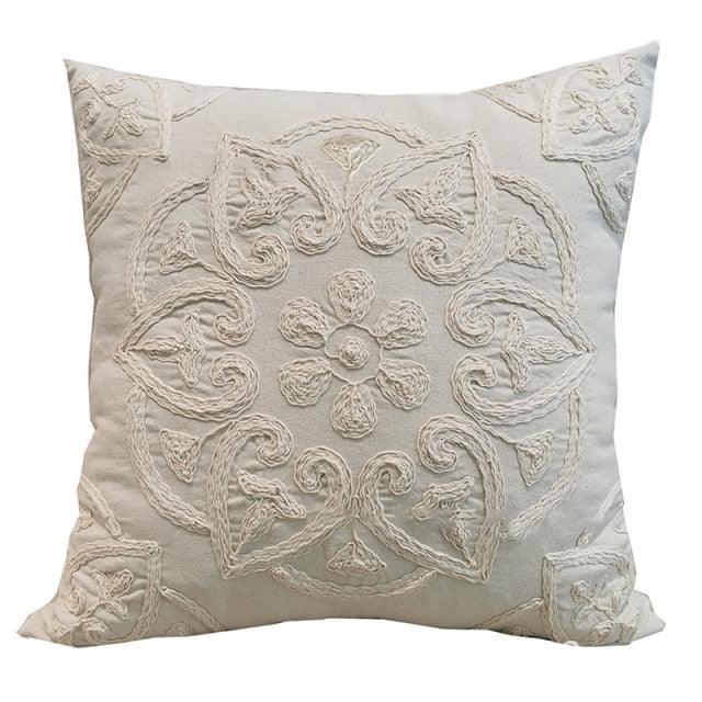 Floral Embroidered Throw Pillow Cover