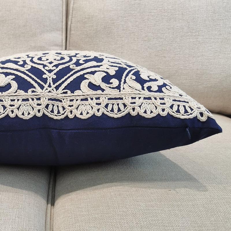 Floral Embroidered Throw Pillow Cover