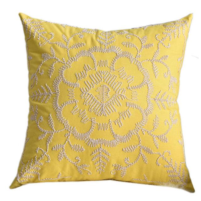 Floral Embroidered Throw Pillow Cover