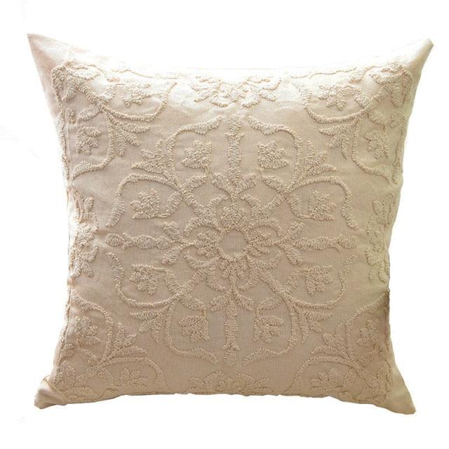 Floral Embroidered Throw Pillow Cover
