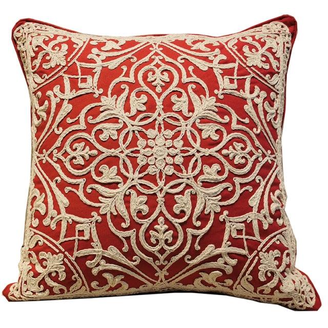 Floral Embroidered Throw Pillow Cover
